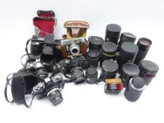 Various vintage cameras and lenses including - FUJICA ST701, Voigtlander VITO C, MINOLTA X-700,