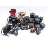 Various vintage cameras and lenses including - FUJICA ST701, Voigtlander VITO C, MINOLTA X-700,