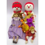 Assortment of toys including vintage cloth doll and a collection of TY Beanie Babies incl.