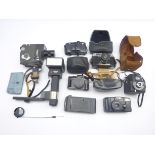 Rank Mamiya 35mm camera, cased, Sankyo 8-Z cine camera, Kodak folding camera, three other cameras,