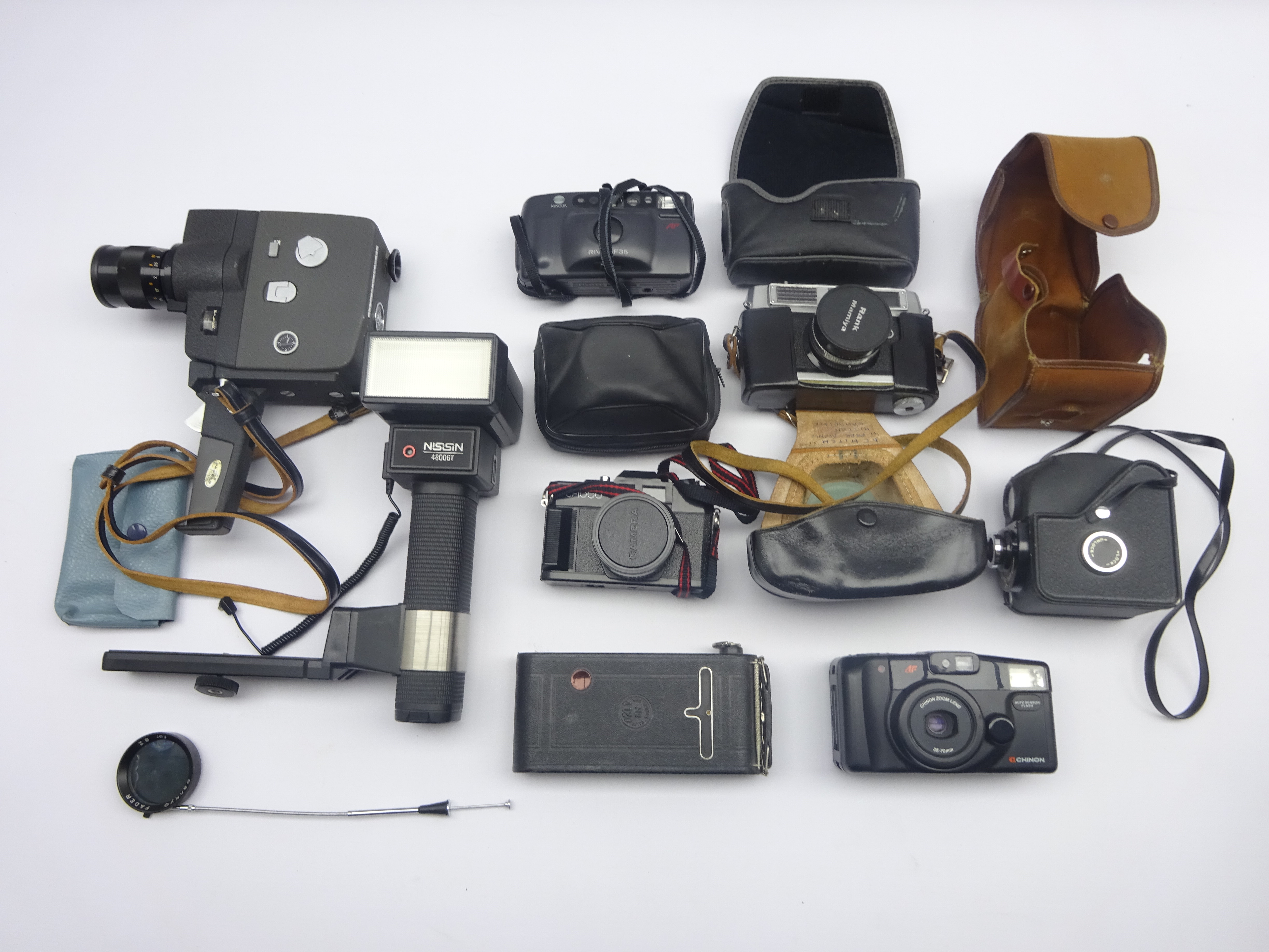 Rank Mamiya 35mm camera, cased, Sankyo 8-Z cine camera, Kodak folding camera, three other cameras, - Image 2 of 2