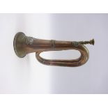 WWI copper bugle with The Kings (Liverpool) Regiment badge, no.