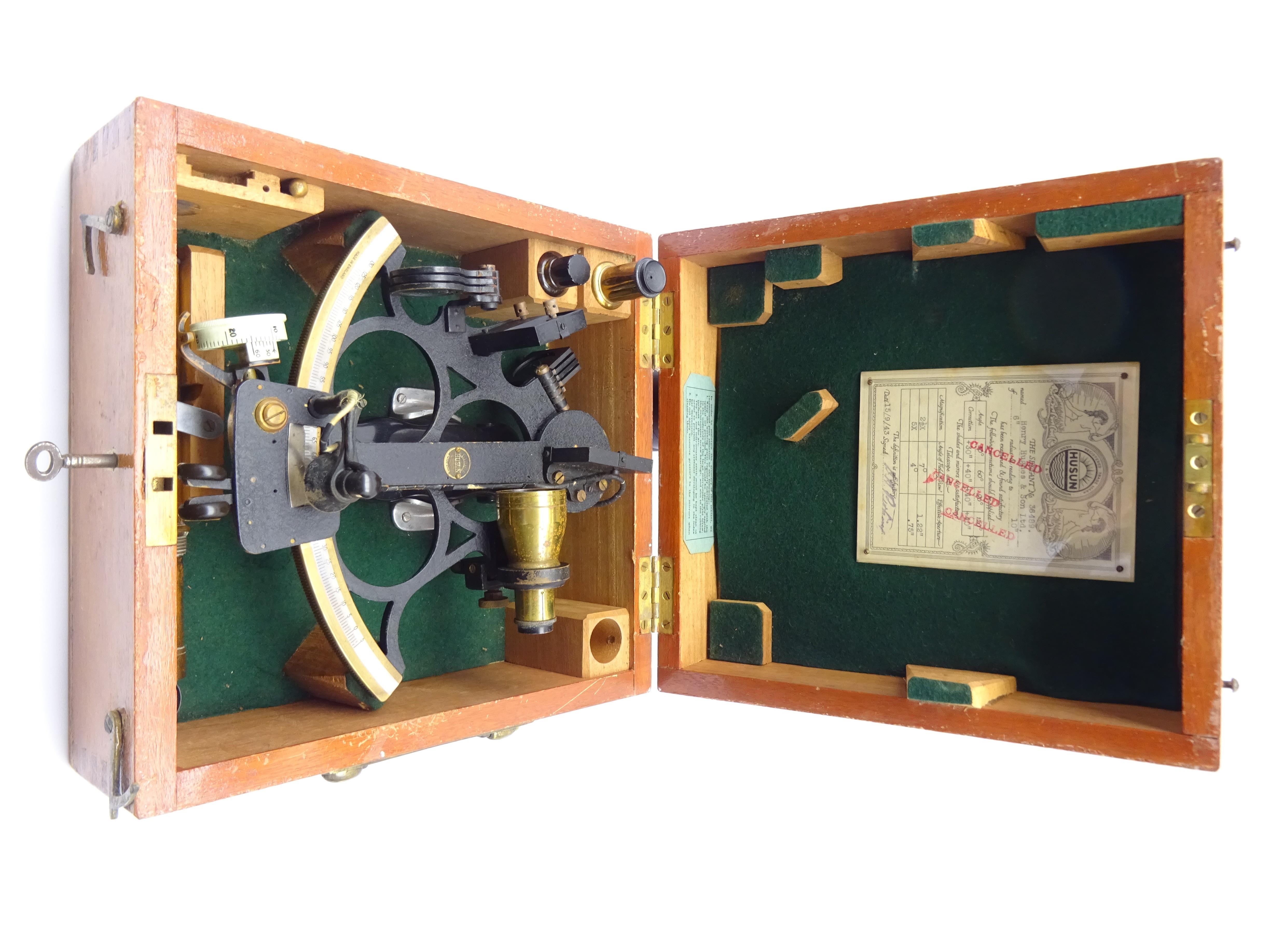 WW2 period Henry Hughes & Son Husun sextant No. - Image 2 of 7