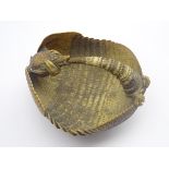 Taxidermy - 19th century seven banded armadillo shell (dasypus septemcinctus) adapted as a basket,