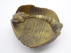Taxidermy - 19th century seven banded armadillo shell (dasypus septemcinctus) adapted as a basket,
