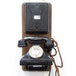 Black bakelite telephone, the handset marked GPO No.