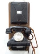 Black bakelite telephone, the handset marked GPO No.