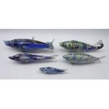 Five Murano glass fish,