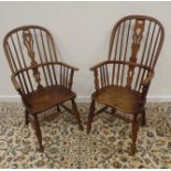 Two 19th century elm and beech high back Windsor armchairs Condition Report & Further