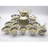 19th century tea service, gilded with crosses and scrolls on cobalt blue ground, pattern no.