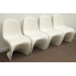 Verner Panton for Vitra - set four white polypropene 'Panton' chairs,