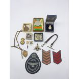 WWII Defence Medal, Anglo American Pershing Trophy medal, Royal Observer Corps breast badge,