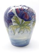 Large Moorcroft ovoid form Trial vase decorated in the Anemone pattern,