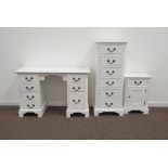 White painted tall narrow six drawer chest (W51cm, H128cm, D43cm),