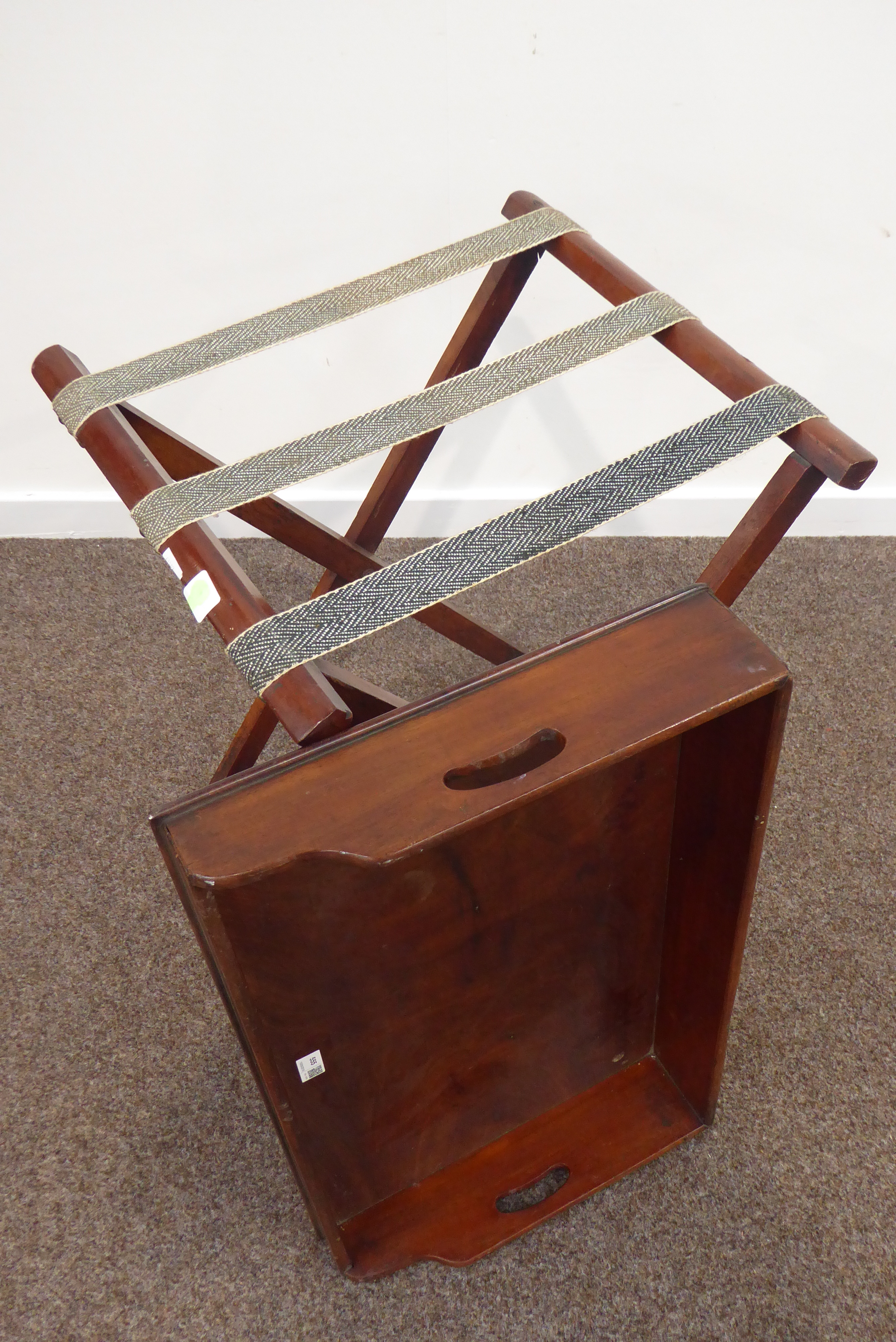 Georgian mahogany twin handled butlers tray on folding stand, W70cm, - Image 4 of 4