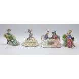 Four Royal Doulton figures; Afternoon Tea, Day Dreams,