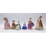 Five Royal Doulton figures; Paisley Shawl - Potted by Doulton, The Rustic Swain, Marie,