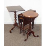 Victorian mahogany tripod table, rectangular moulded tilt top,