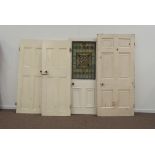Pair 19th century painted pine panelled interior doors (76cm x 198cm),