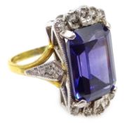 Silver-gilt stone set dress ring,
