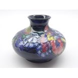 Moorcroft Orchid pattern squat vase, impressed marks 'Potter to H.M.