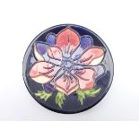 Moorcroft limited edition coaster decorated Anemone pattern no.