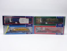 Four Corgi limited edition die-cast transport lorries - Man Artic Platform Trailer with sheeted
