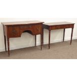 Small George III mahogany bow front sideboard, three drawers,