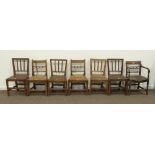Mixed set of eleven chairs - 19th century country elm chair with dished plank seat,