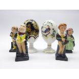 Royal Crown Derby 'Gold Paradise' porcelain egg on stand & a Minton porcelain egg and four Royal