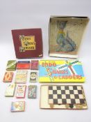 1920's wooden jigsaw depicting a Galle style cat, quantity of card games including Disney,