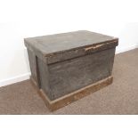 Large 19th century stained pine carpenters tool chest, fully fitted scumbled pine interior,