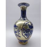 Chinese blue and white vase on silver lustre ground,