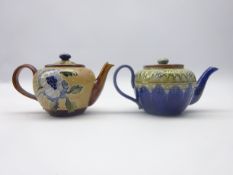 Royal Doulton & Doulton Lambeth stoneware teapots, one impressed 6824 EW and the other no.