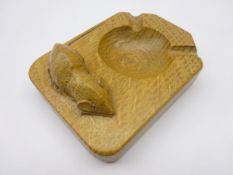 Robert Thompson of Kilburn Mouseman oak ashtray with carved mouse signature,