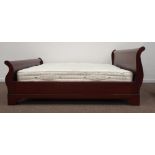 Mahogany 6' super king size sleigh bed with box base and mattresses Condition Report &