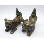 Pair of bronzed brass Chinese Dogs of Fo,