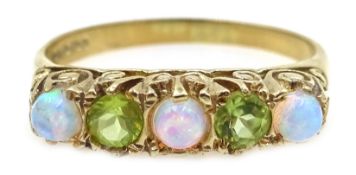 9ct gold opal and peridot ring,