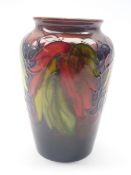 Moorcroft Flambe Leaf & Berry vase c1930 of tapered ovoid form, impressed marks, 'Potter to H.