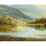 Martin Spencer Coleman (British 1952-): Cattle Watering in a Lakeland Landscape,
