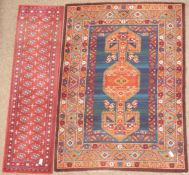 Persian Bokhara design red ground runner rug (242cm x 67cm),