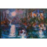 Nello Pacchietto (Italian 1922-2003): 'Night Festival in Camogli' oil on canvas signed and dated