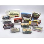 Large scale die-cast model of a West Yorkshire passenger coach and fifteen other die-cast models of