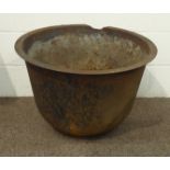 19th century cast iron shaped cauldron, D67cm,