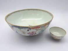 18th/ 19th century Chinese Export bowl decorated in polychrome enamels with figures in various