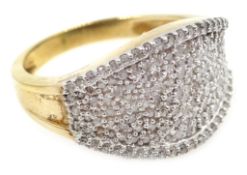 9ct gold diamond pave set ring,