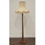 'Mouseman' oak standard lamp, adzed octagonal column on stepped octagonal base,