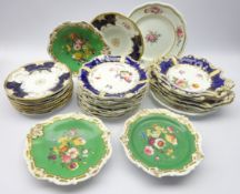 Group of 19th century porcelain including part dessert services,