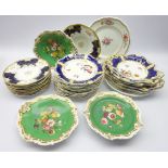 Group of 19th century porcelain including part dessert services,