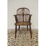 19th century elm low back Windsor armchair,